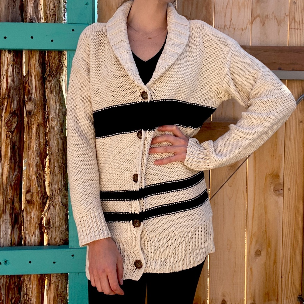 New w/tags JAMES PERSE Natural Black Knit Cardigan